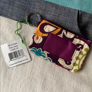 NWT Vera Bradley Plum Crazy Zip ID Case